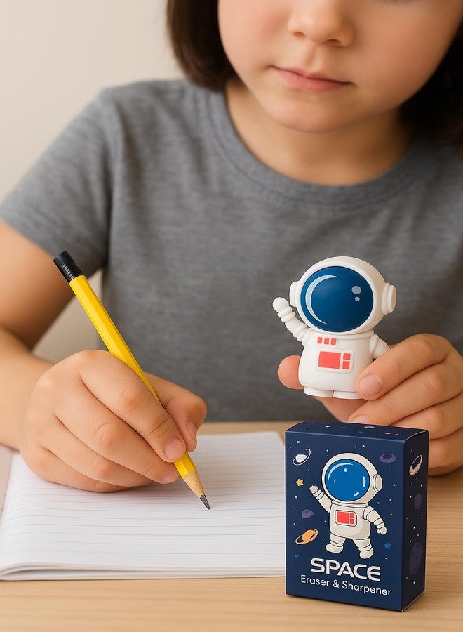 Crafty Cuddle Cute 2-in-1 Eraser and Sharpener for Kids & Students | Unique Stationery | Soft & Fun | Pack of 2 - Ideal Birthday Return Gift (Space) - Image 5